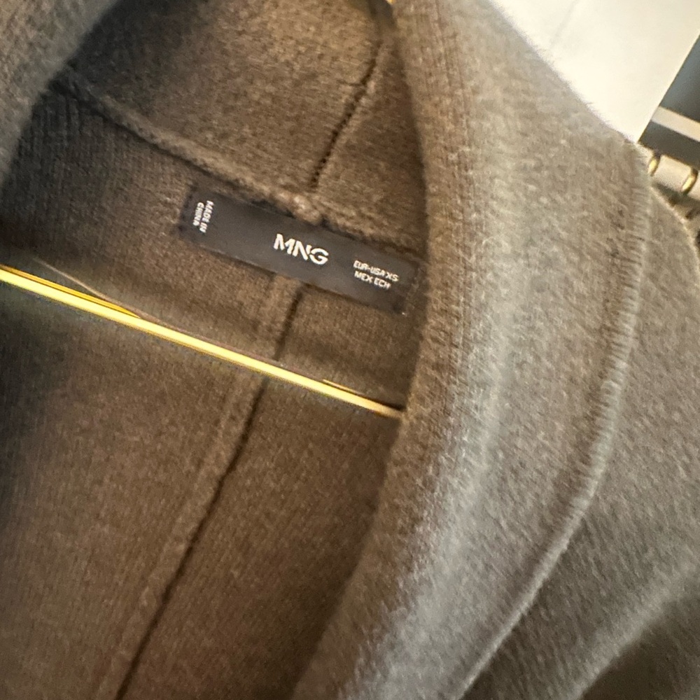 Mango OVERSIZED Dark Olive Green Open Front Body Length Cardigan - Picture 3 of 4